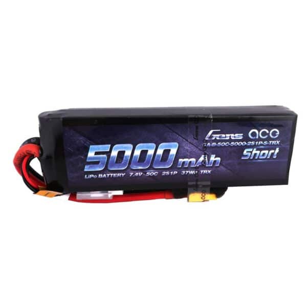 Gens ace 5000mAh 7.4V 50C 2S1P Short-Size Lipo Battery Pack with XT60 Plug