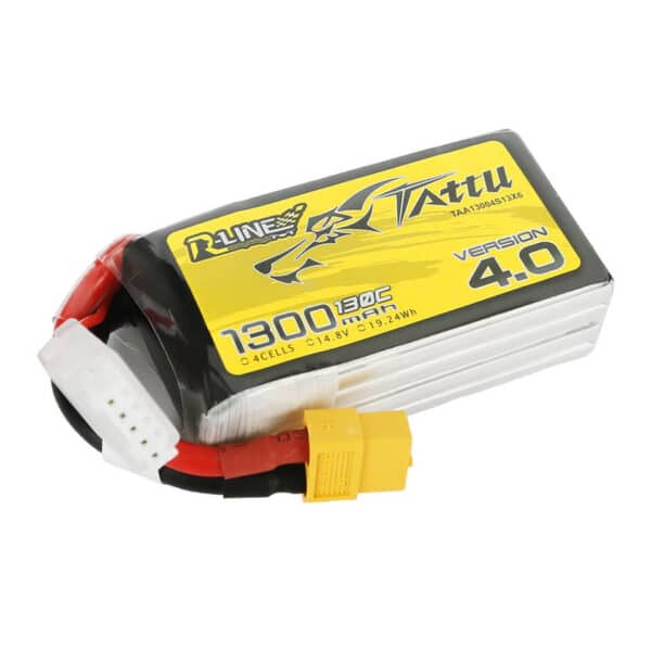 Tattu R-Line Version 4.0 1300mAh 14.8V 130C 4S1P Lipo Battery Pack With XT60 Plug