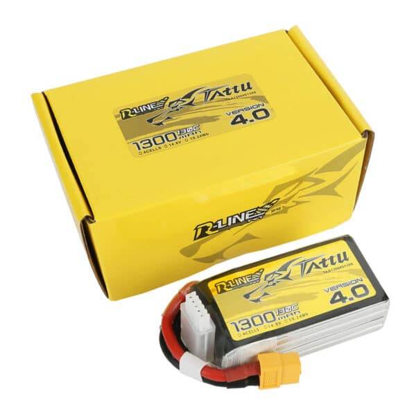 Tattu R-Line Version 4.0 1300mAh 14.8V 130C 4S1P Lipo Battery Pack With XT60 Plug