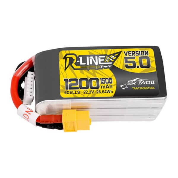 Tattu R-Line Version 5.0 1200mAh 22.2V 150C 6S1P Lipo Battery Pack With XT60 Plug